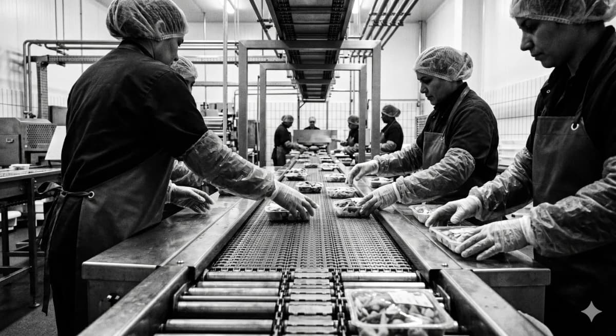 Work Unit candidates working on a production line in Europe